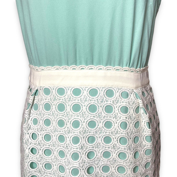 Esley Celeste Blue Sleeveless Eyelet Lace Sheath Dress Size Medium - Picture 5 of 8